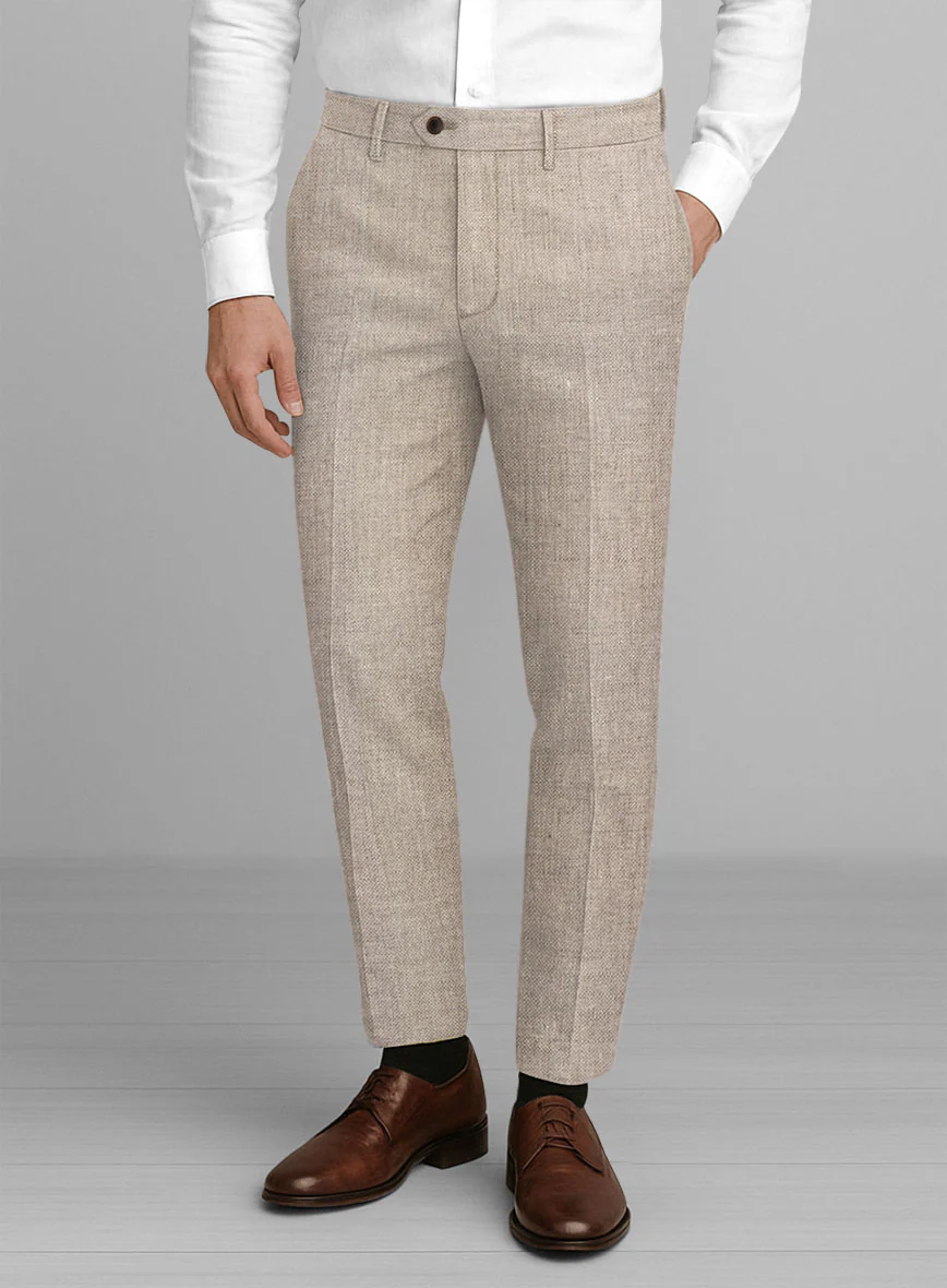 Italian Linen Stone Beige Pants - Image 2
