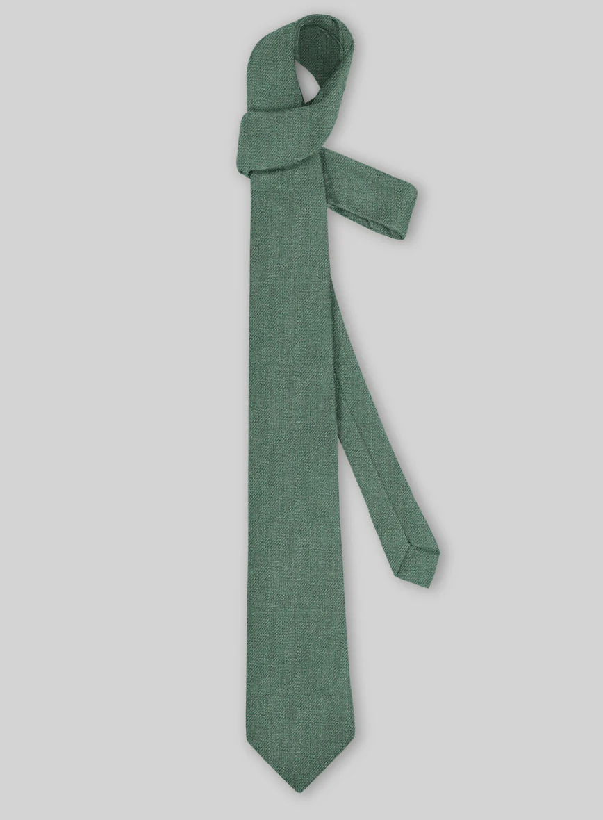 Italian Linen Tie - Brandy Green - Image 2