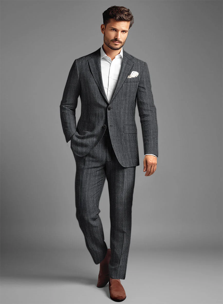 Italian Linen Twilight Dark Blue Suit - Image 2