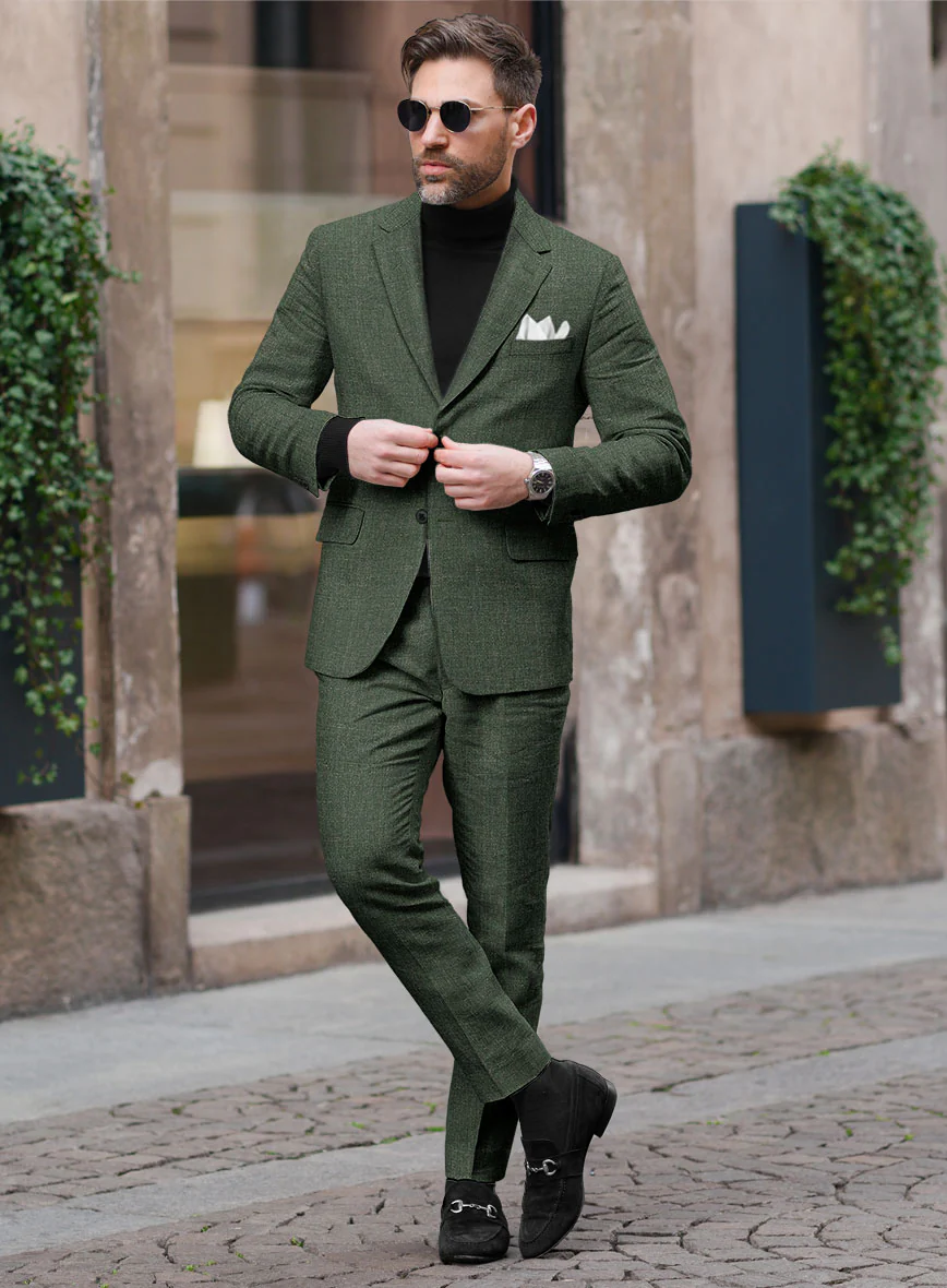 Italian Linen Willow Green Suit - Image 2