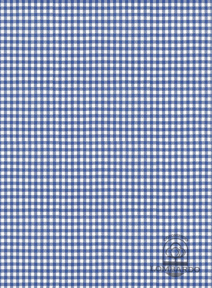 Italian Lombardo Azure Blue Checks Shirt - Image 3