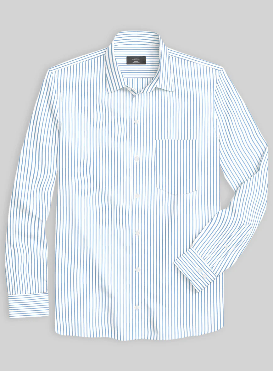 Italian Lombardo Banbury Blue Stripes Shirt - Image 2
