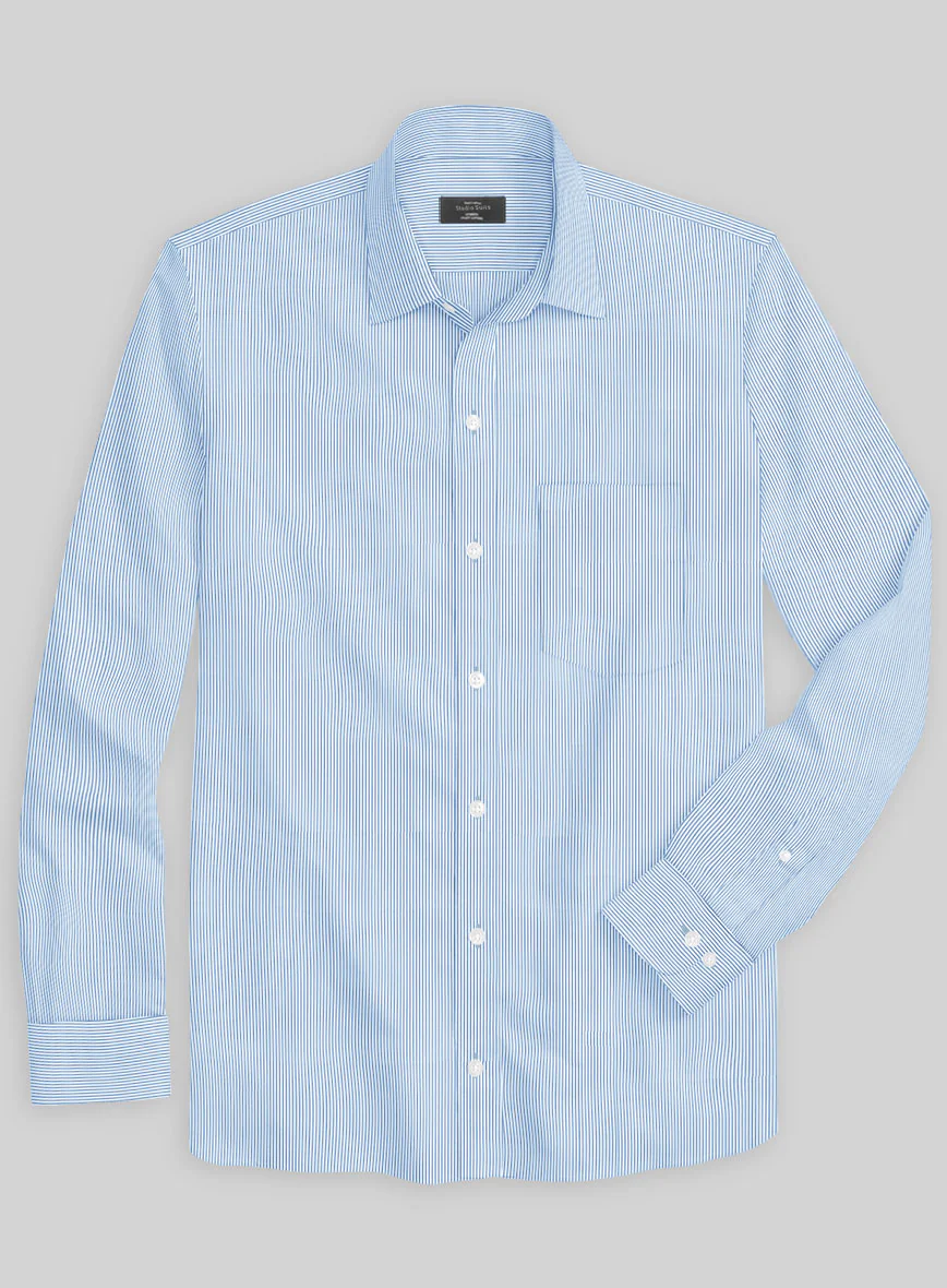Italian Lombardo Candy Blue Stripes Shirt - Image 2