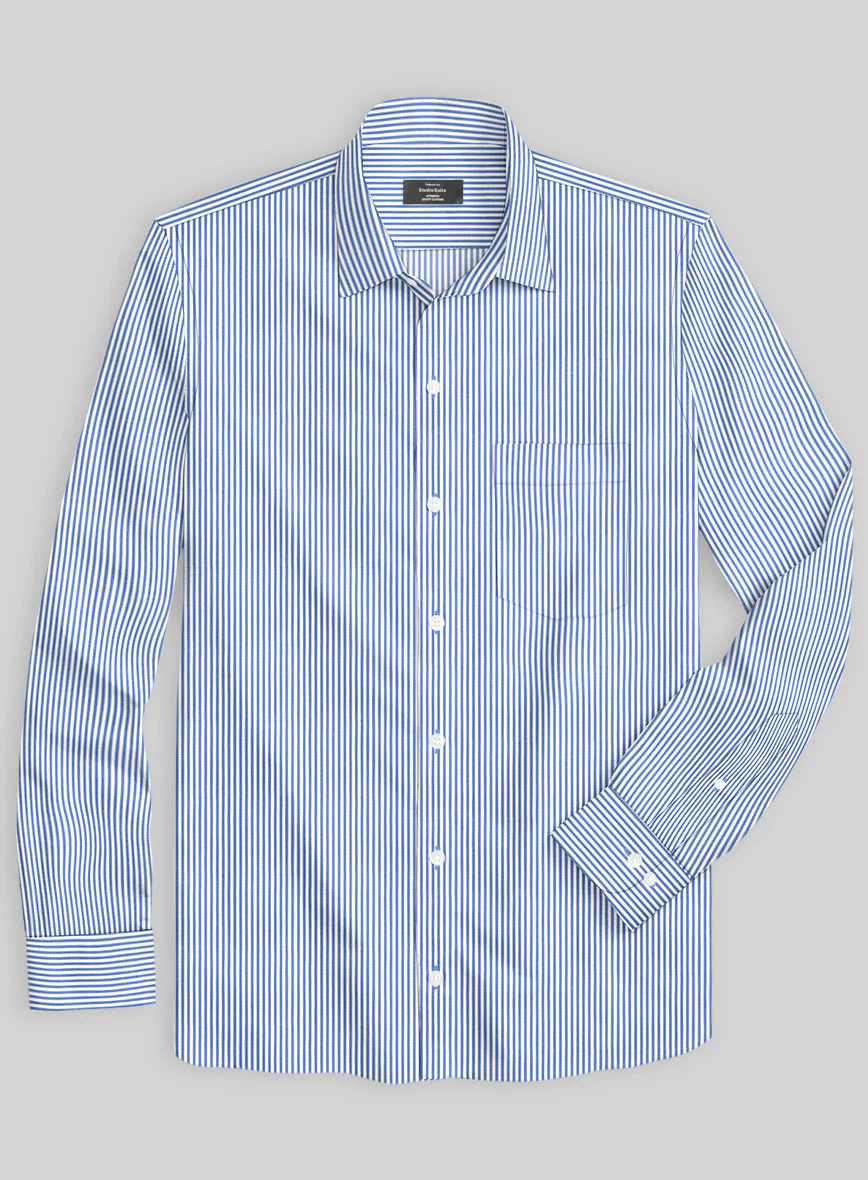 Italian Lombardo Celestial Blue Stripes Shirt - Image 2