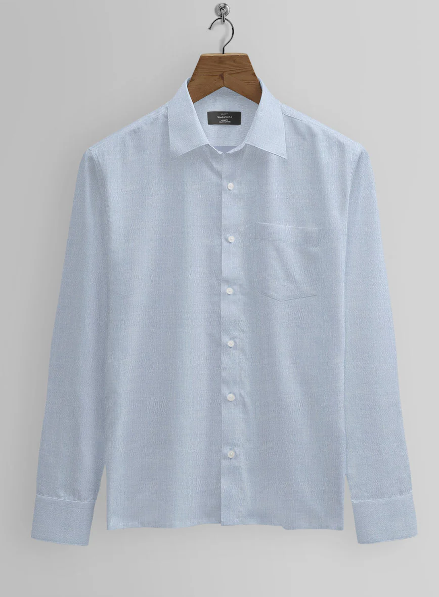 Italian Lombardo Chevron Indigo Blue Shirt - Image 2