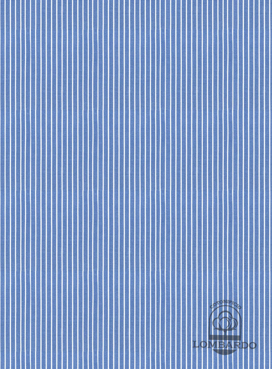 Italian Lombardo Cool Blue Pinstripe Shirt - Image 3