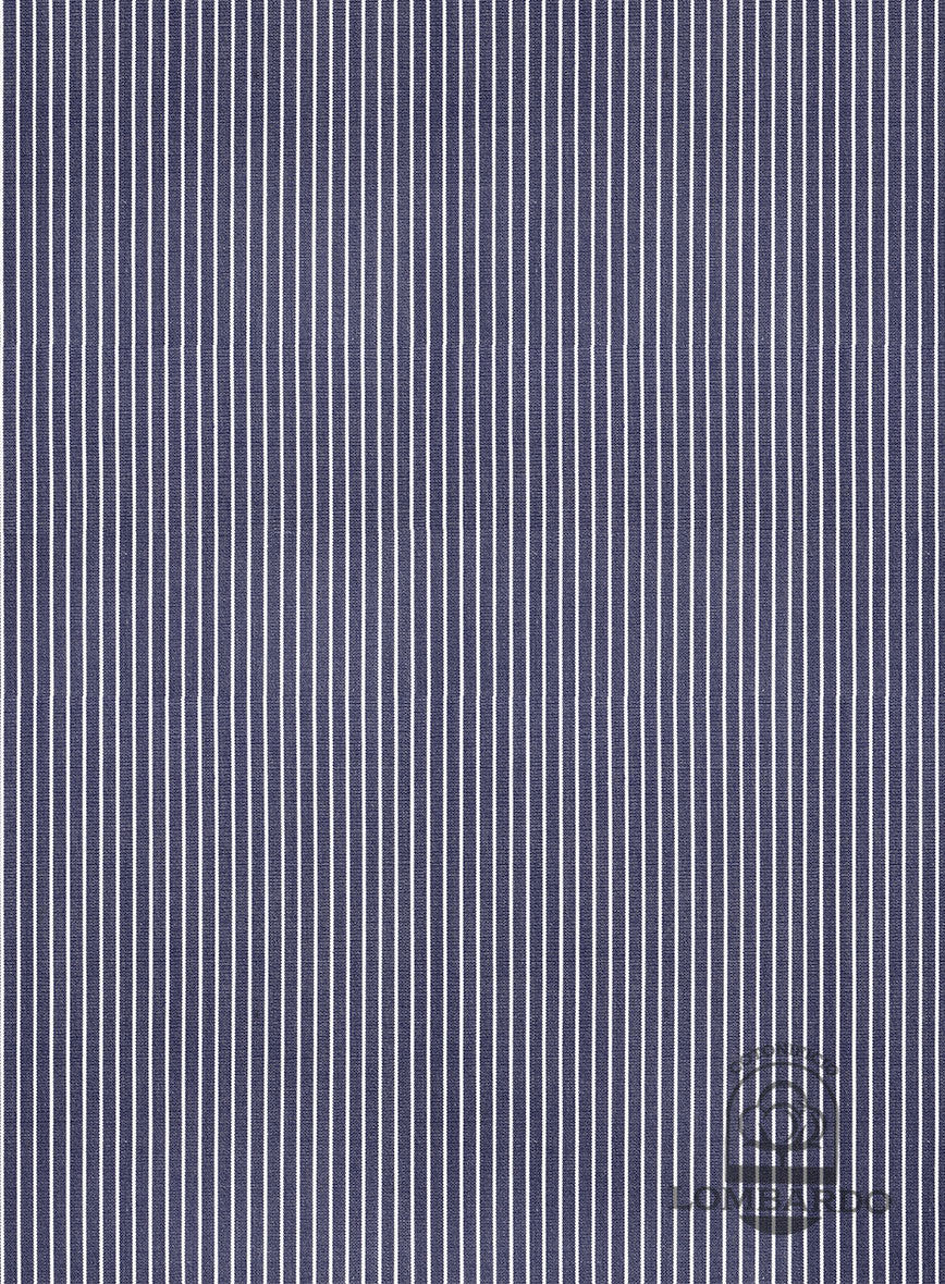 Italian Lombardo Dusk Blue Pinstripe Shirt - Image 3