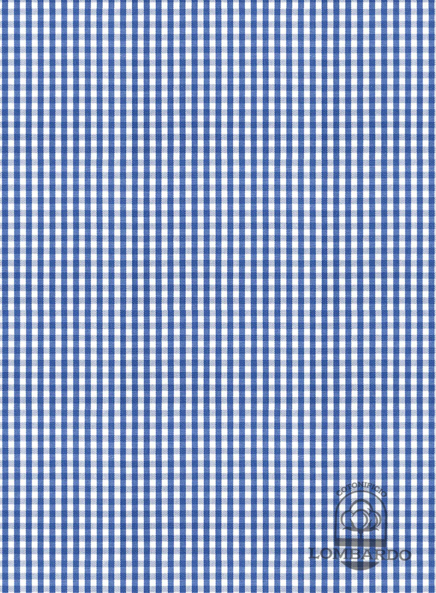 Italian Lombardo Gingham Yale Blue Checks Shirt - Image 3