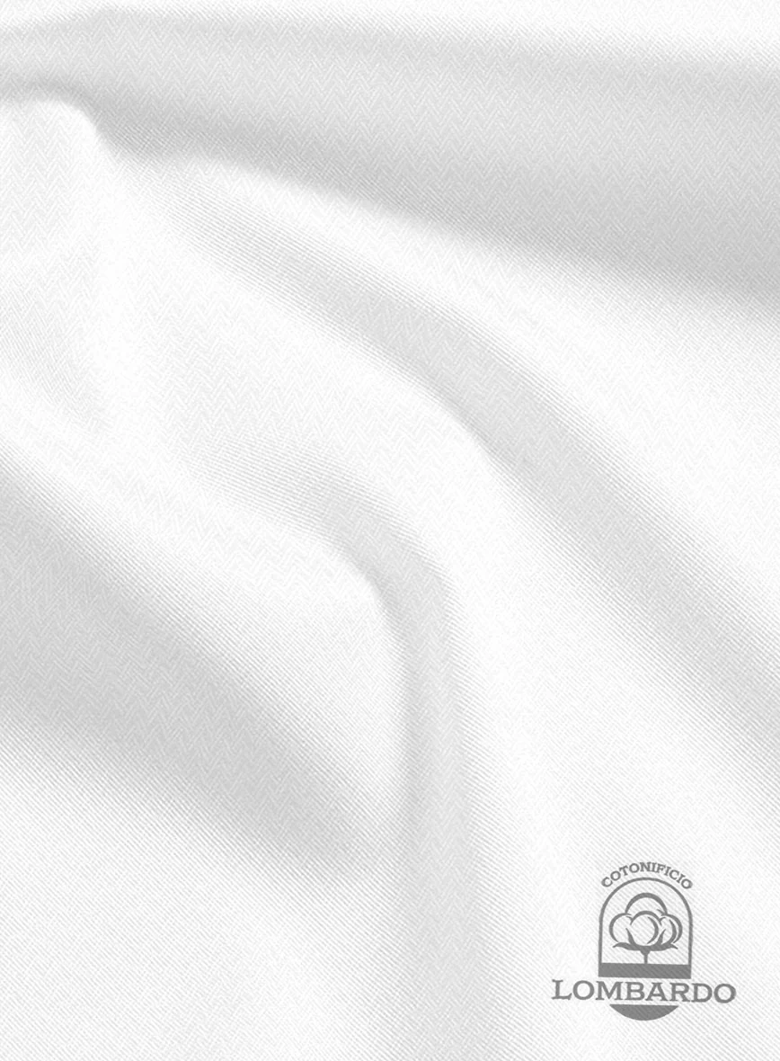 Italian Lombardo Herringbone White Shirt - Image 3