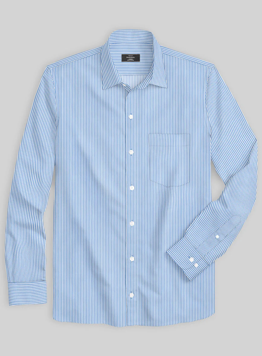 Italian Lombardo Ice Blue Stripes Shirt - Image 2