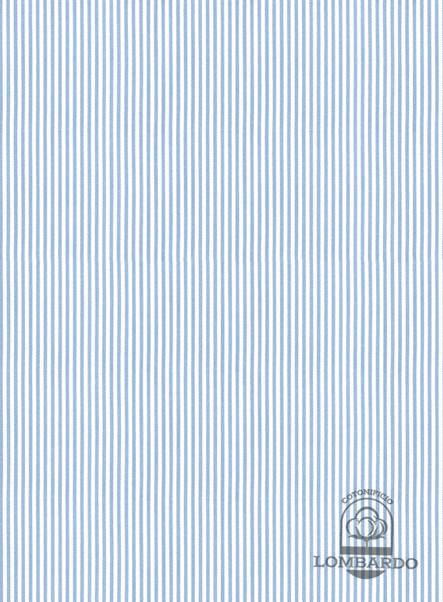 Italian Lombardo Mid Blue Stripes Shirt - Image 3