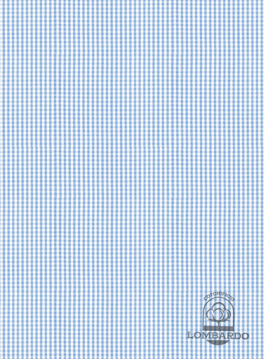 Italian Lombardo Mini Gingham Blue Checks Shirt - Image 3