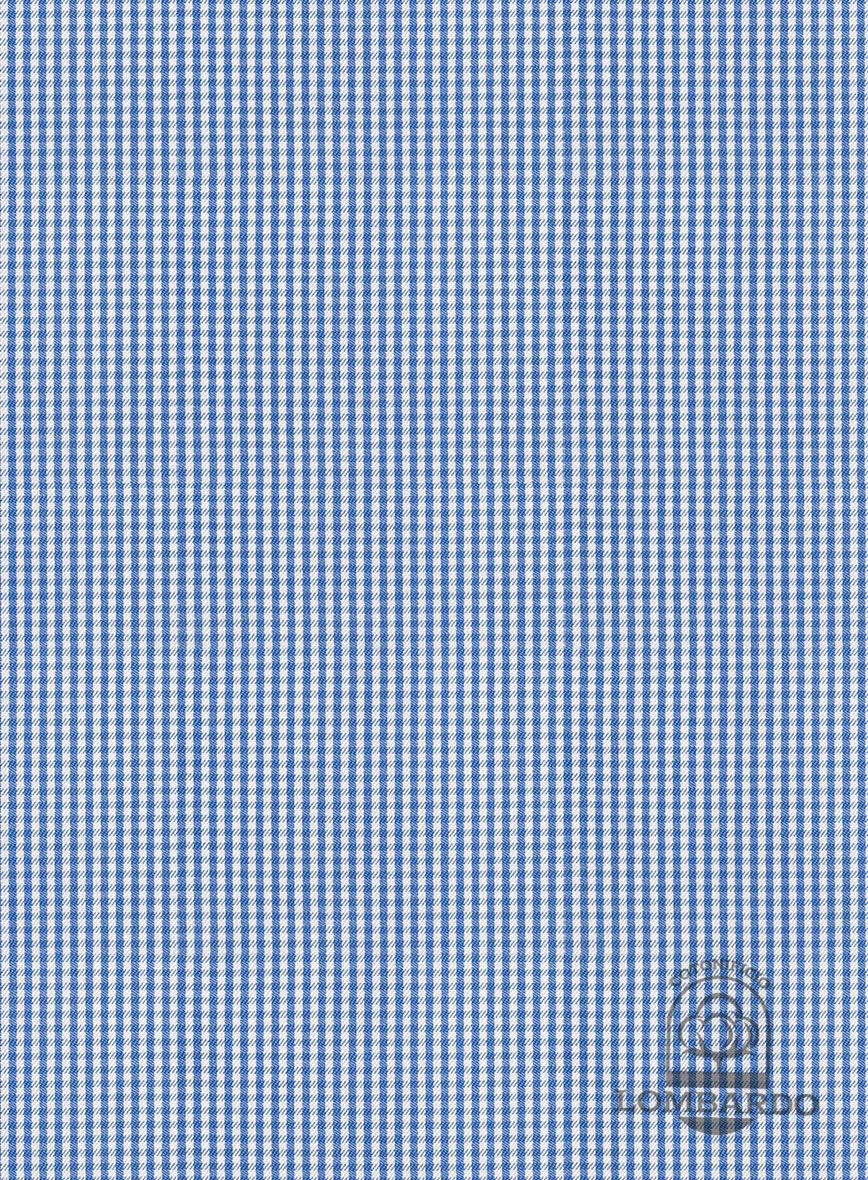 Italian Lombardo Mini Gingham Yale Blue Checks Shirt - Image 3