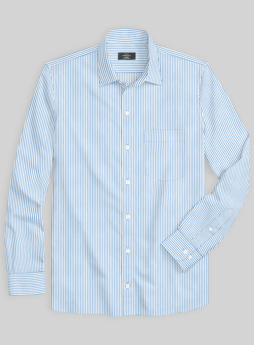 Italian Lombardo Mini Ice Blue Stripes Shirt - Image 2