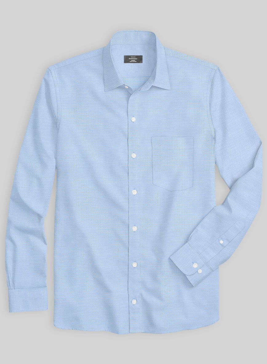 Italian Lombardo Twill Picton Blue Shirt - Image 2