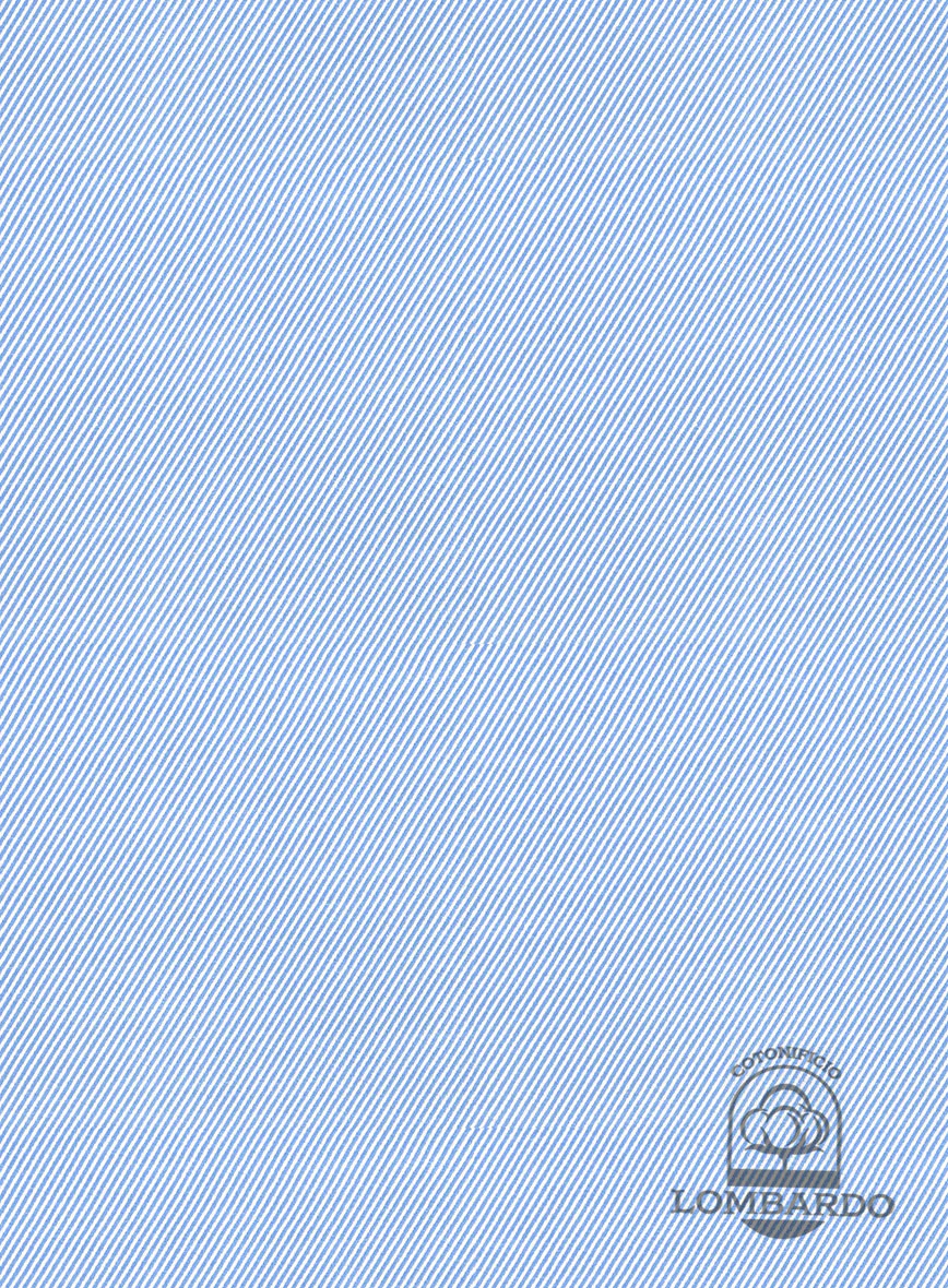 Italian Lombardo Twill Picton Blue Shirt - Image 3