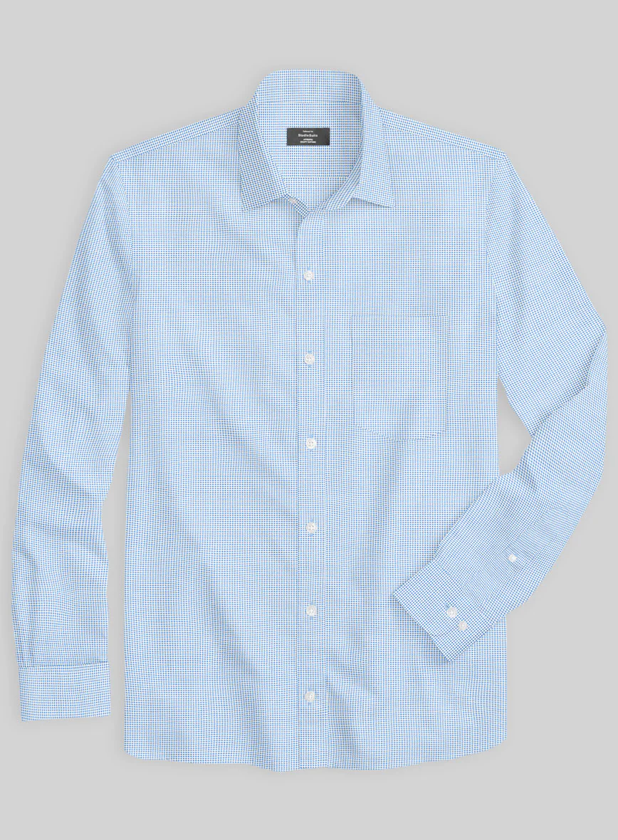 Italian Lombardo Weft Coral Blue Shirt - Image 2