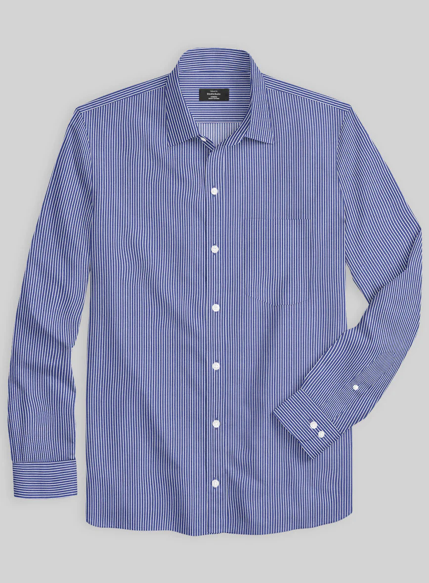 Italian Lombardo Zaffre Blue Stripes Shirt - Image 2