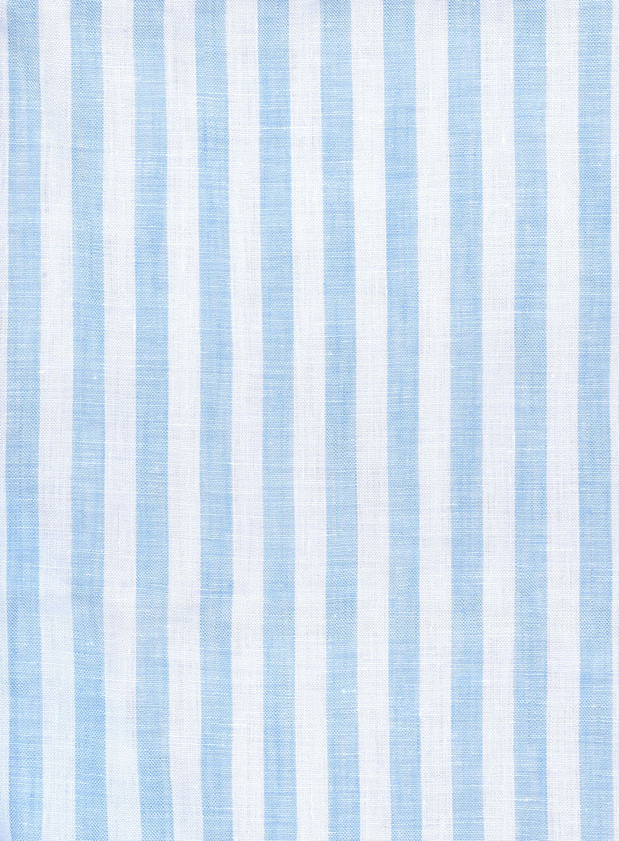 Italian Linen Mabel Blue Awning Stripe Shirt - Image 3