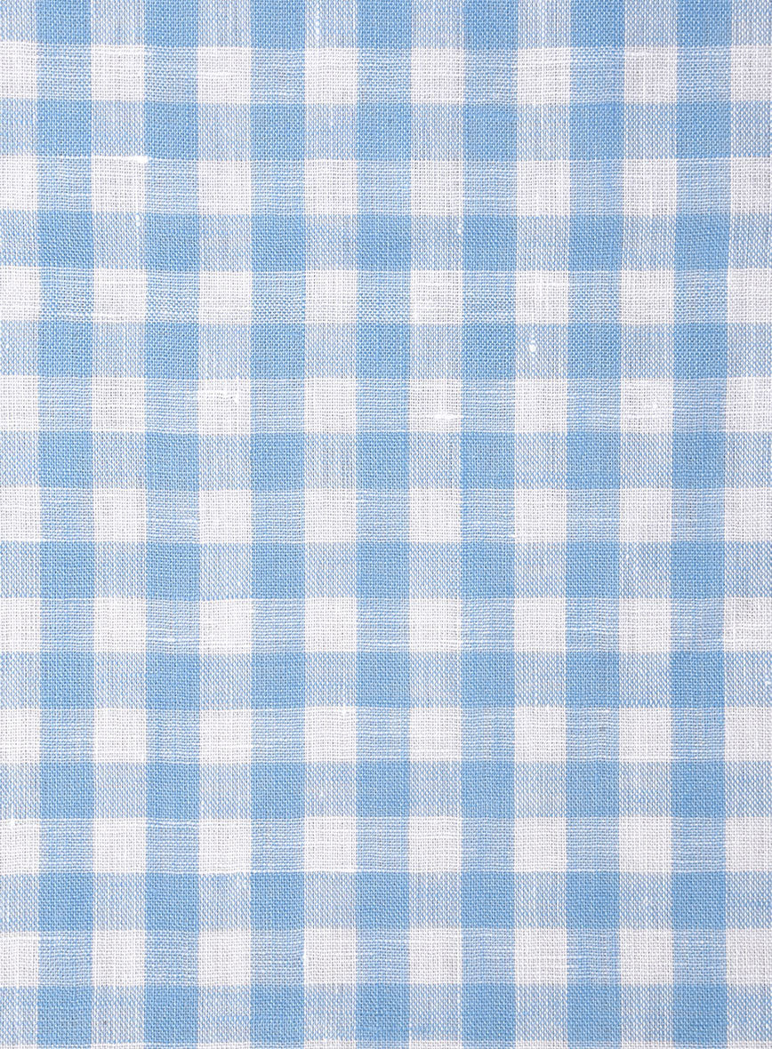 Italian Linen Mabel Blue Check Shirt - Image 3