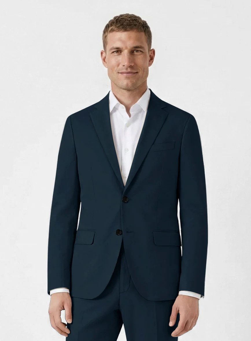 Italian Marine Blue Cotton Stretch Jacket - Image 2