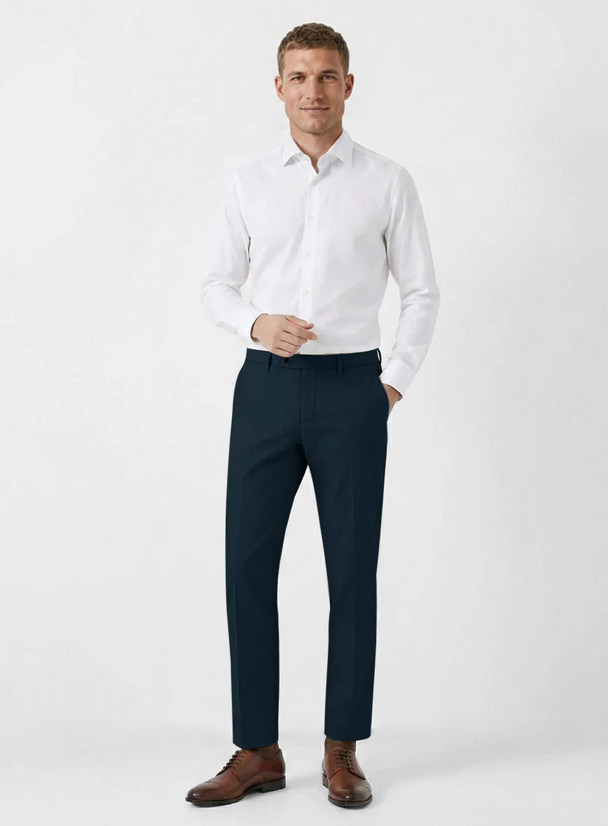 Italian Marine Blue Cotton Stretch Pants - Image 3