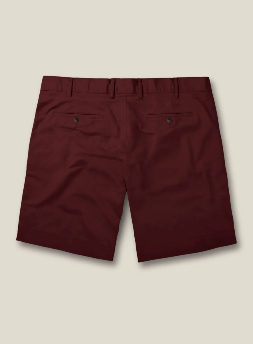 Italian Maroon Cotton Stretch Shorts - Image 2