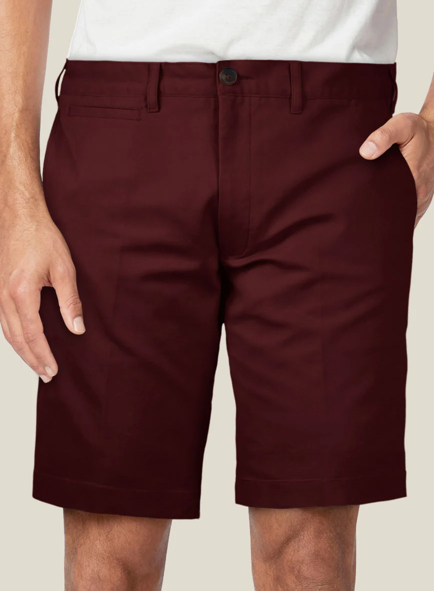 Italian Maroon Cotton Stretch Shorts - Image 3