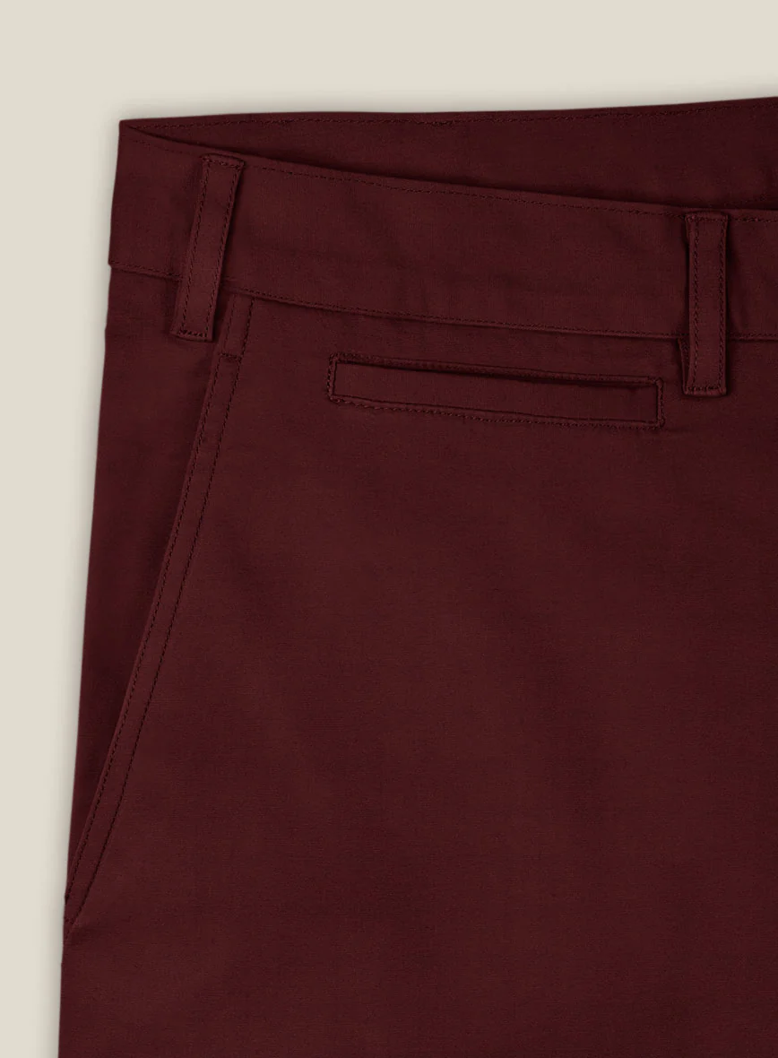 Italian Maroon Cotton Stretch Shorts - Image 5