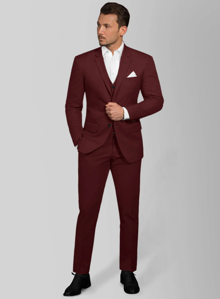 Italian Maroon Cotton Stretch Suit - Image 2