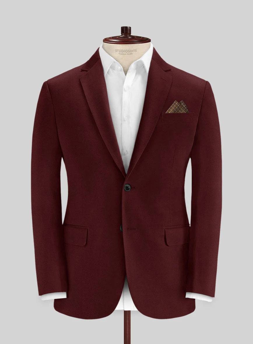 Italian Maroon Cotton Stretch Suit - Image 3