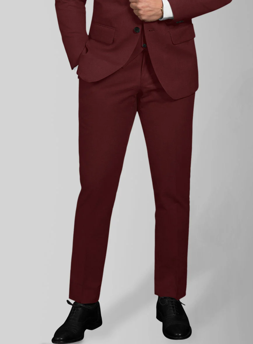 Italian Maroon Cotton Stretch Suit - Image 4