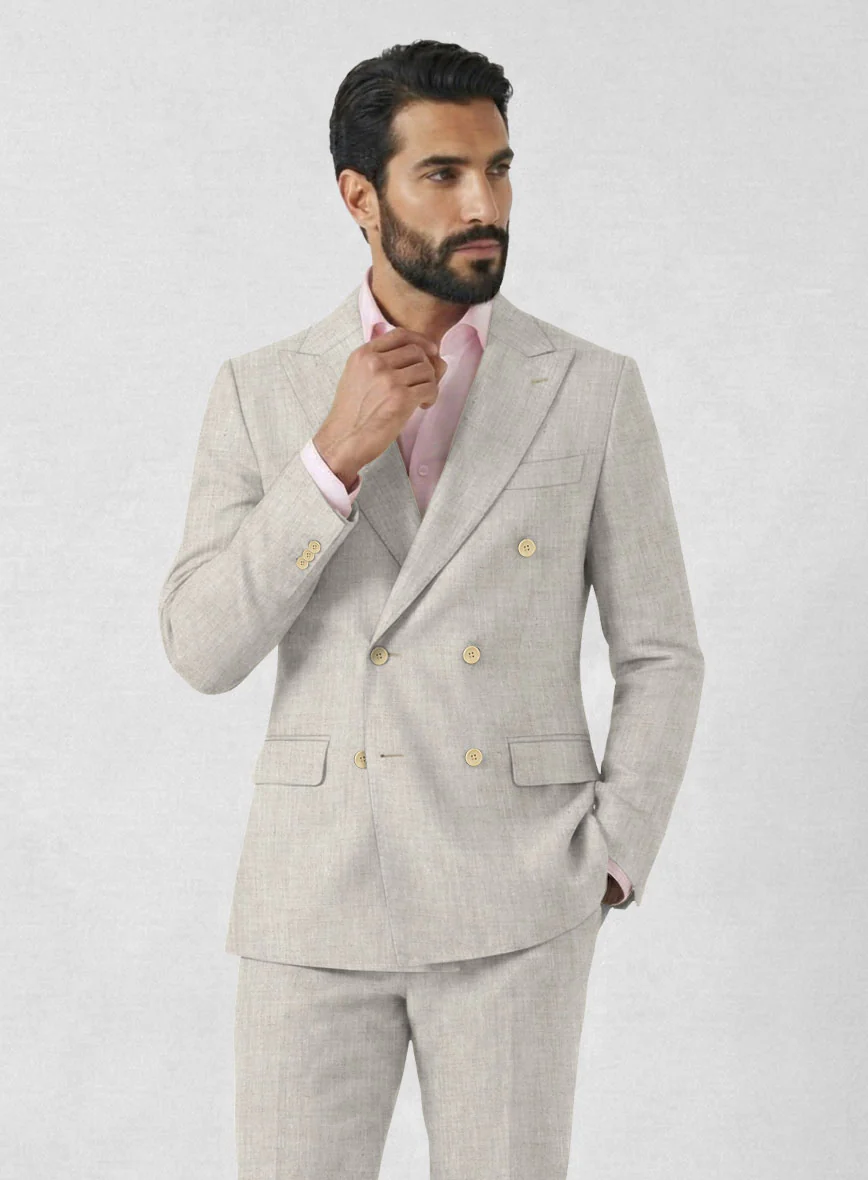 Italian Meadow Linen Double Breasted Suit - Image 3