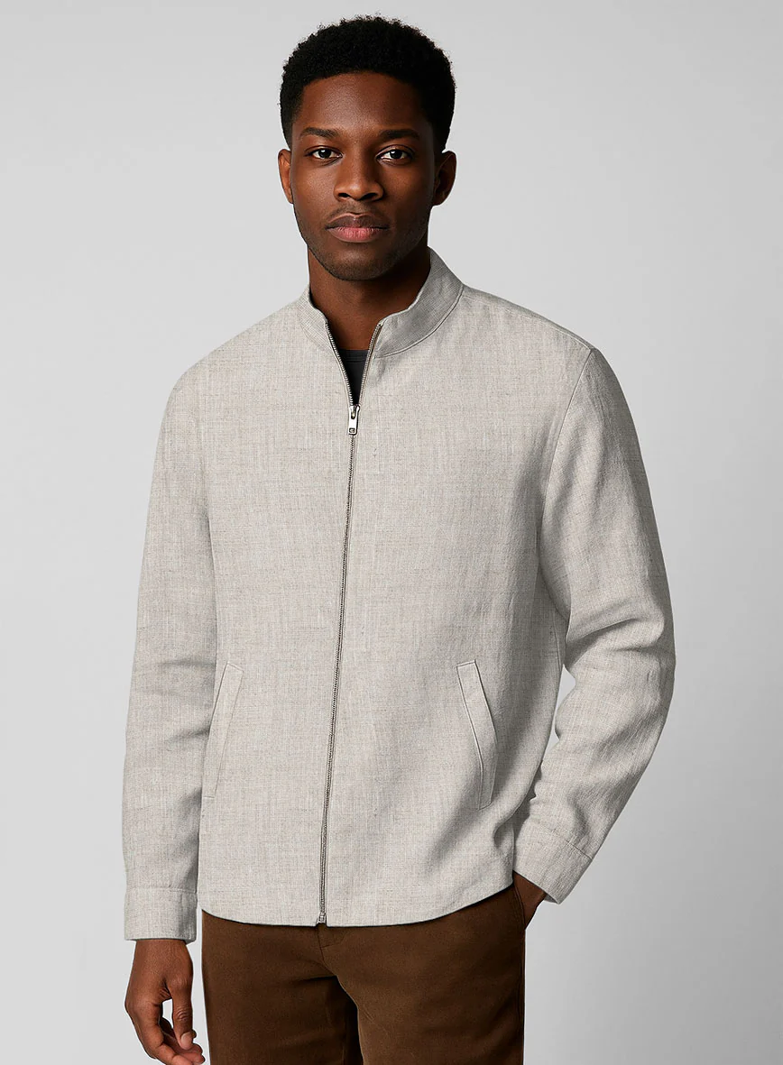 Italian Meadow Linen Zipper Jacket - Image 2