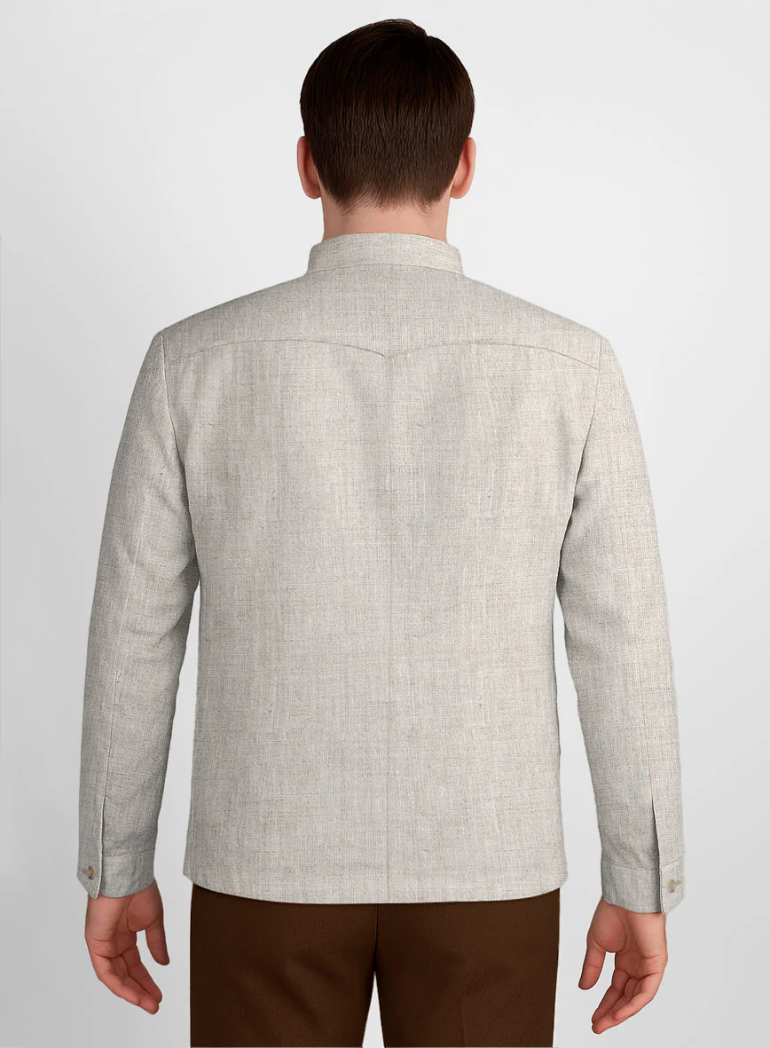 Italian Meadow Linen Zipper Jacket - Image 3
