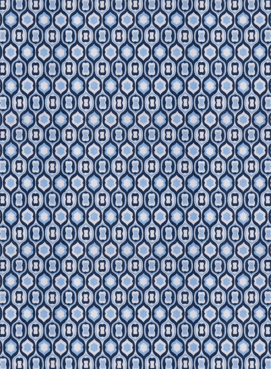 Italian Medallion Blue Summer Linen Shirt - Image 3