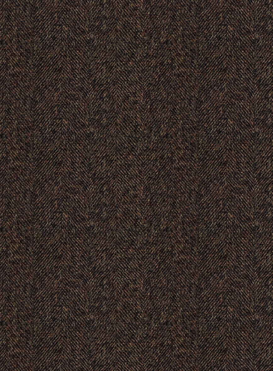 Italian Melange Brown Herringbone Flannel Suit - Image 7