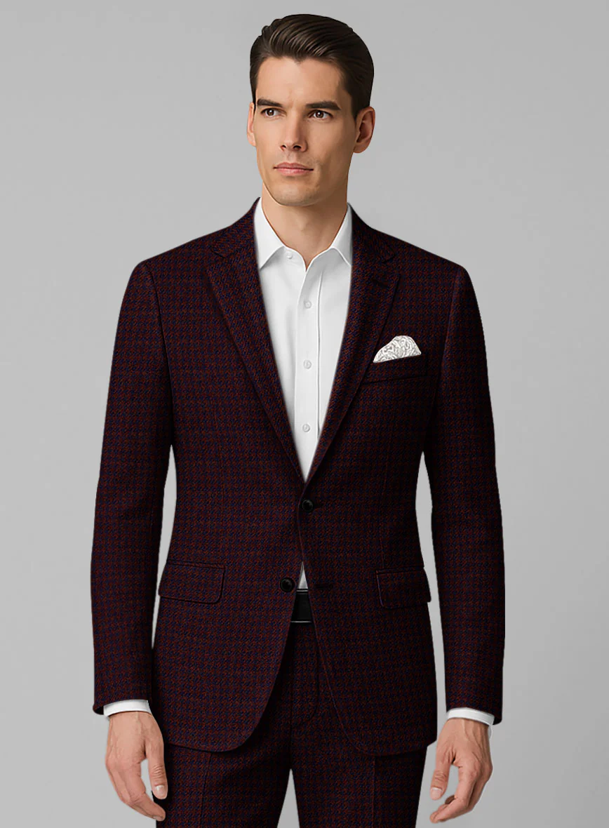 Italian Merlot Houndstooth Tweed Jacket - Image 2