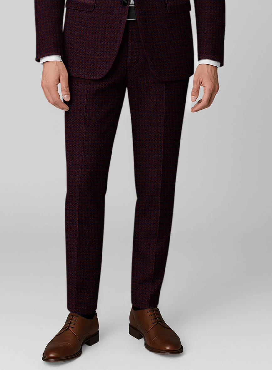 Italian Merlot Houndstooth Tweed Pants - Image 2