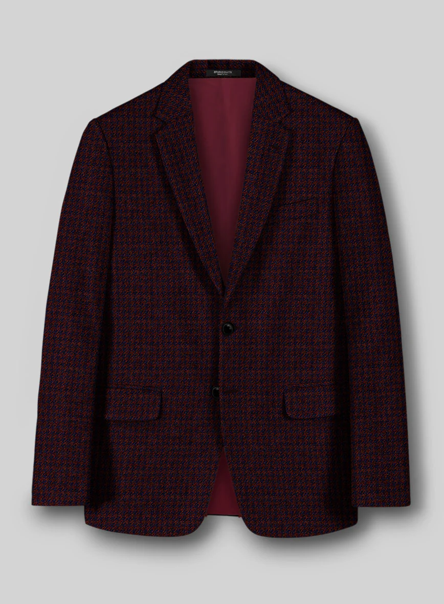 Italian Merlot Houndstooth Tweed Suit - Image 4