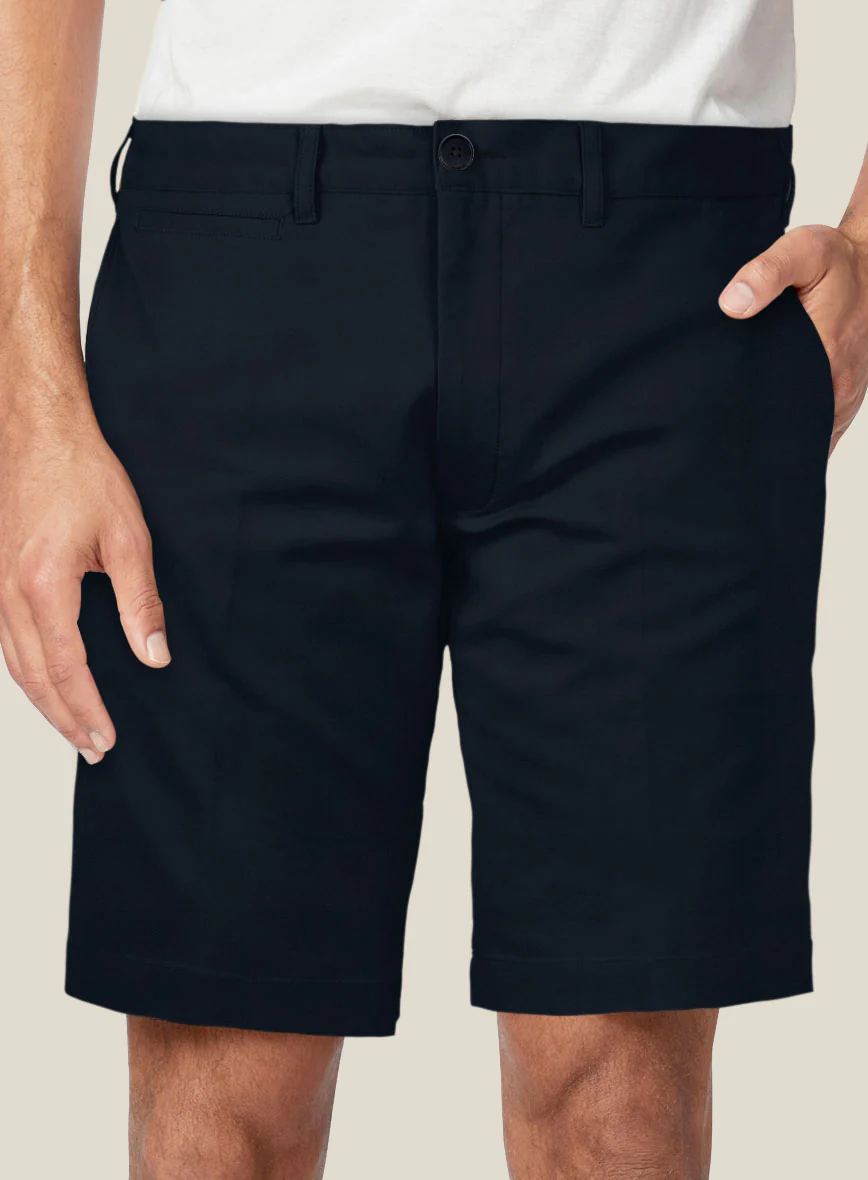 Italian Midnight Blue Cotton Stretch Shorts - Image 3