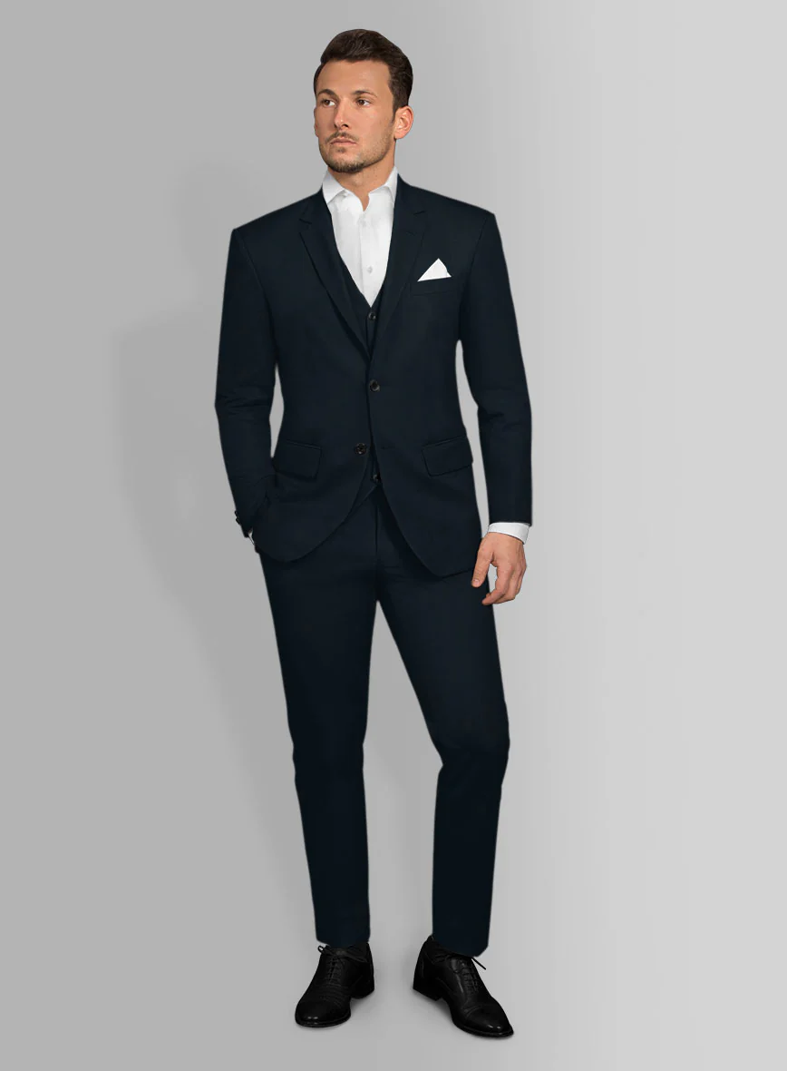 Italian Midnight Blue Cotton Stretch Suit - Image 2