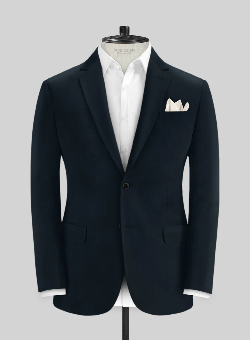 Italian Midnight Blue Cotton Stretch Suit - Image 3
