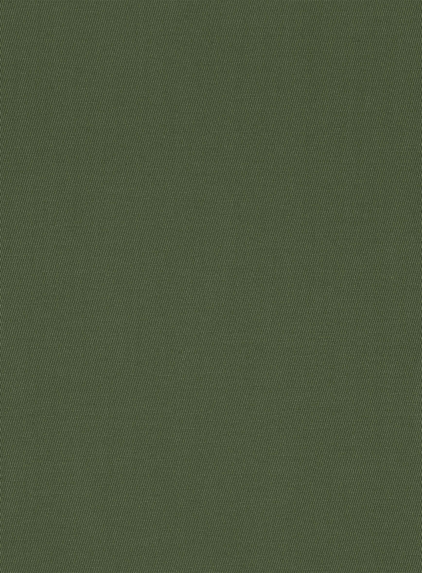 Italian Military Green Cotton Stretch Pants - Image 4