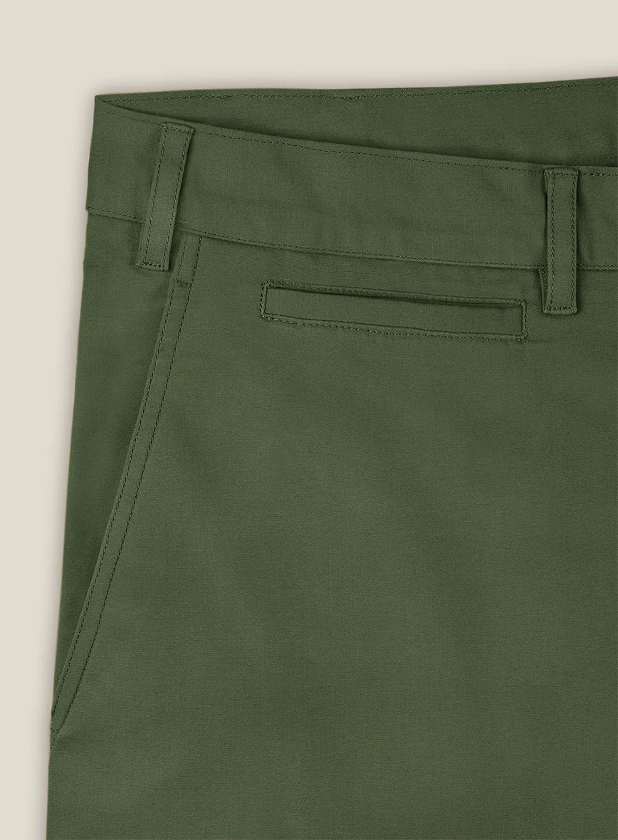 Italian Military Green Cotton Stretch Shorts - Image 4