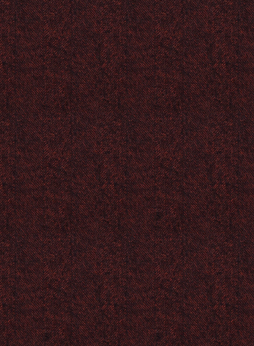 Italian Miteo Wine Herringbone Wool Jacket - Image 2