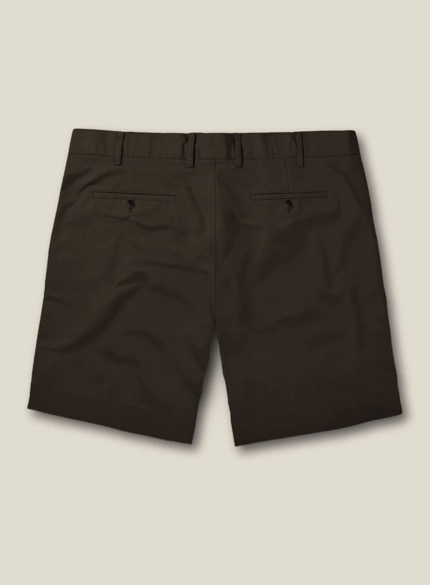 Italian Mocha Brown Cotton Stretch Shorts - Image 2