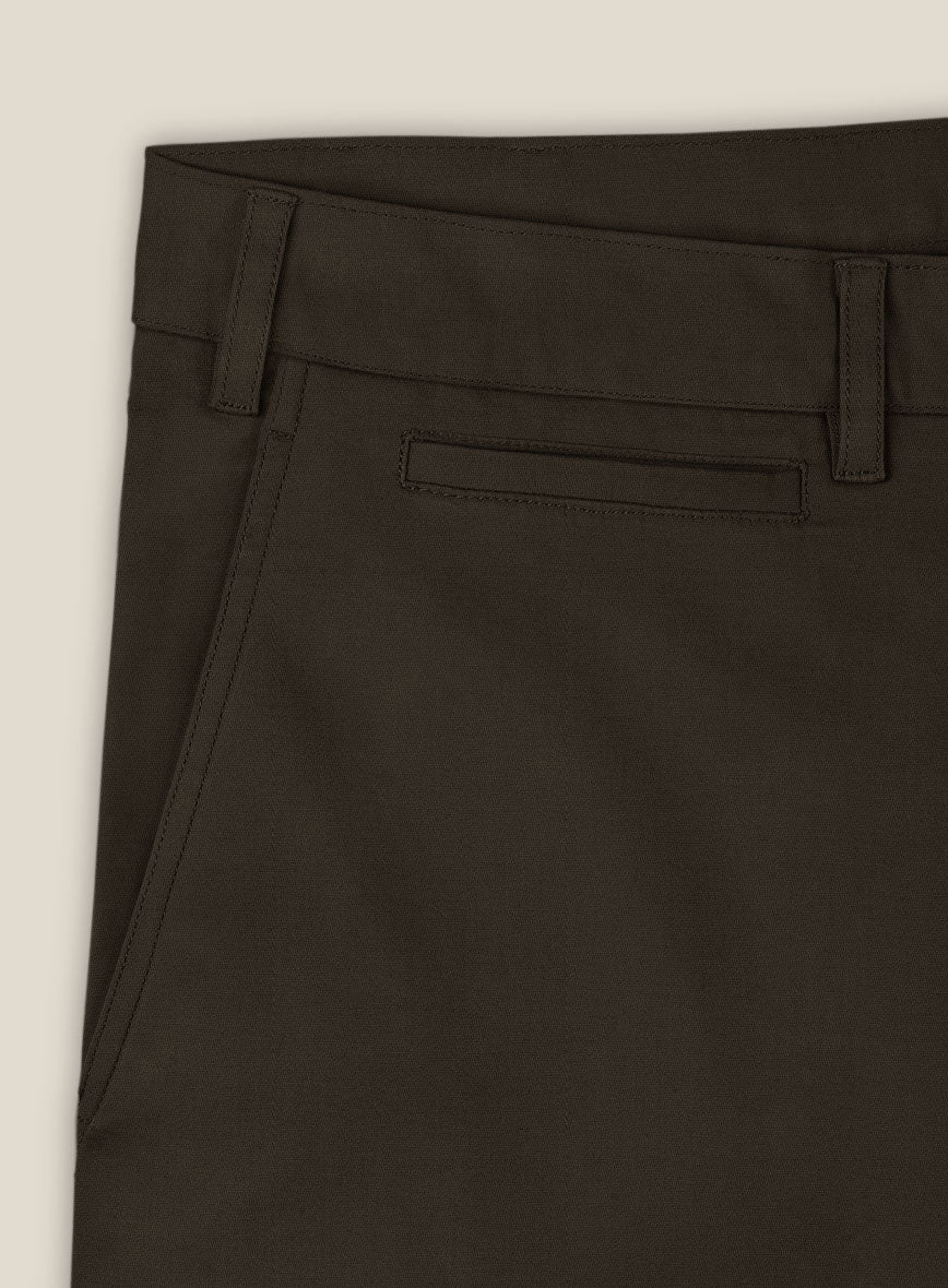 Italian Mocha Brown Cotton Stretch Shorts - Image 4