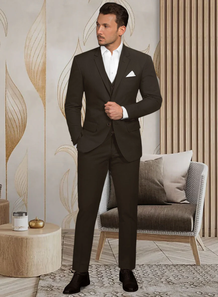 Italian Mocha Brown Cotton Stretch Suit - Image 2