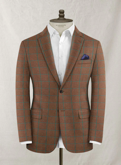 Italian Murano Aureta Brown Wool Linen Suit - Image 3